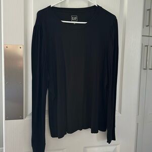 GAP black long sleeve tee with puff shoulder and cute cuff. XL. EUC. So soft!